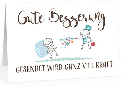 Große Grußkarte XXL (A4) Gute Besserung/Gezeichneter Arzt und Patient/mit Umschlag/Edle Design Klappkarte/Krank/Gesundheit/im Krankenhaus/Extra Groß/Edle Maxi Genesungskarte
