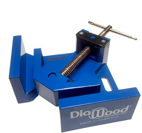 DIAMWOOD - Étau d'Angle Droit à Vis | 95 x 70mm | Serrage à Double Pivot | Serre Joint à Onglet 90 Degrés | Robuste en Fonte d'Aluminium | Outil Précision, Idéal pour Menuisier, Charpentier, Bricoleur
