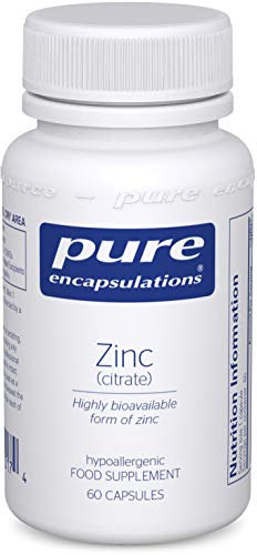 Pure Encapsulations Zinc (Citrate) 30mg - Highly Bioavailable Zinc Supplement - for Immune and Metabolism Support - for Hair, Skin & Nails - 60 Vegetarian Capsules