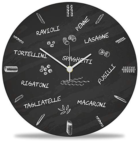 GRAVURZEILE Wanduhr aus Holz Pastalover - 100% Lautlos kein Ticken absolut geräuschlos - 30 cm Ø - Design Wanduhren für Wohnzimmer Schlafzimmer & Küche