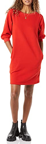 Amazon Essentials Vestido tipo sudadera de vellón con cuello redondo y mangas tipo blusón para mujer (disponible en tallas grandes), color rojo, talla XXL