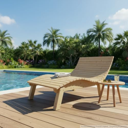 TUGA - Holztech Gartenliege Relaxliege Liege - Franzi (Fichte) Breite 120cm Einstiegshöhe 50cm