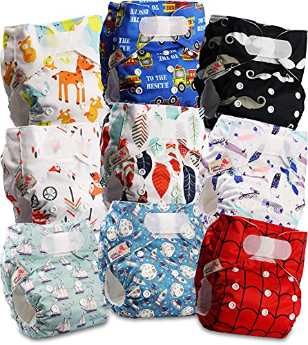 Littles & Bloomz Pocket Stoffwindeln, Klettverschluss, 9er FLV2-0906 | 9 Pocket Stoffwindeln mit Klettverschluss. Einlagen separat erhältlich, verschiedene Optionen verfügbar.