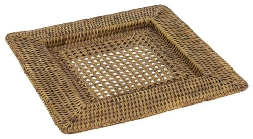 Sottopiatto quadrato in rattan antico