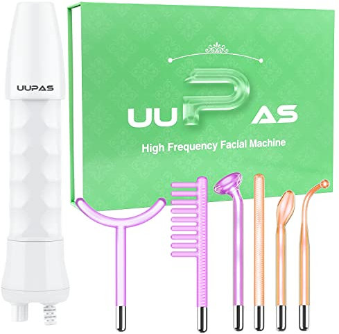 High Frequency Wand - UUPAS Portable High Frequency Facial Machine with 6 Pcs Different Tubes（Neon & Argon） - Skin Tightening Machine for Acne Firming Skin Rejuvenation Wrinkle Removal