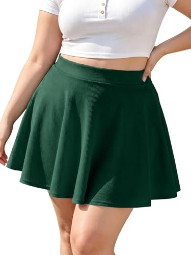 Moon Wood Mini Faldas Mujer Verano Tallas Grandes,Versátil Minifalda Sexy de Cintura Alta Falda Pantalon Elástico Casual Verde Oscuro XXL