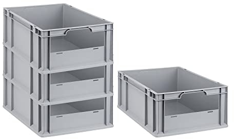 SuperSparSet 4x Eurobox NextGen Insight | HxBxT 22x40x60cm | 44 Liter | Front offen | Eurobehälter, Transportbox, Transportbehälter, Stapelbehälter