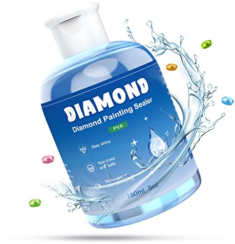 GHHKUD Diamond Painting Sealer 150ML, Diamond Art Glue with Brushes, Fast Drying Diamond Painting Art Sealer, Diamond Painting Glue Accessories Permanent Shine Effect for Diamond Painting&Puzzle Glue