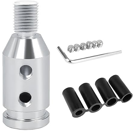 JNNJ Schaltknaufadapter, Universal-Auto-Schaltknauf-Adapter Für Schaltgetriebe M12 x 1,25, Aluminiumlegierung Schaltknauf-Adapter Für Schalthebel Ohne Gewinde(Silber)