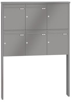RENZ/Tetro / 5er Freistehende Briefkastenanlage Standbriefkasten/RAL-Farbe 9007 Volumen 23 L/zum Einbetonieren/Dein-Briefkasten.de