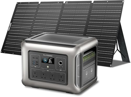 ALLPOWERS R2500 Solar Generator 2016Wh with 200W Portable Solar Panel, 4 X 2500W (4000W Surge) AC Outlets, Portable Power Station, Outdoor Generator for Home Backup Outdoors Camping RV Emergency