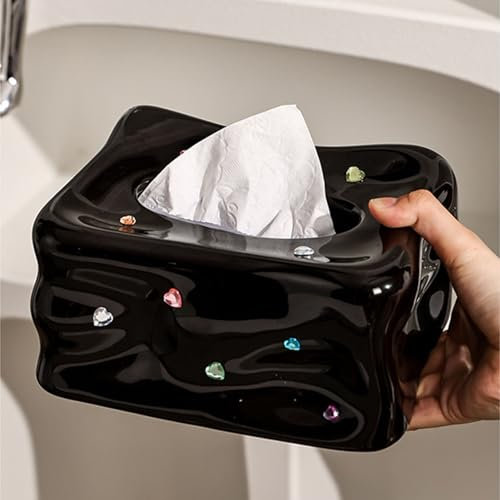 PerGar Taschentuchbox-Halter, Keramik-Taschentuchbox-Hüllenhalter, Dekorative, Elegante Kosmetiktuch-Serviettenspenderbox für das Esszimmer, Kosmetiktuchbox-Serviettenspender für das