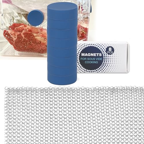 TonGass Combo Pack rostfritt stål sous vide-nät och silikonbelagda magneter vikter för alla sous vide-maskiner