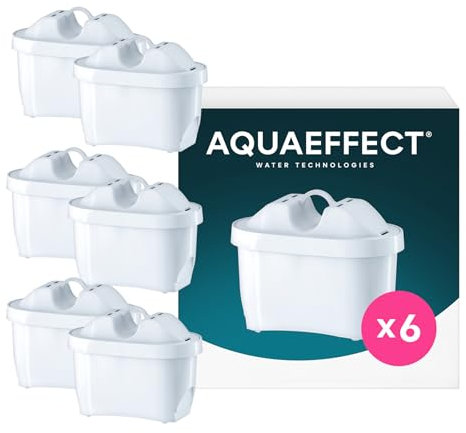 AQUAEFFECT MAX+ Cartuchos de Filtro de Agua (6) - Compatible con las Jarras Ovaladas Brita ®