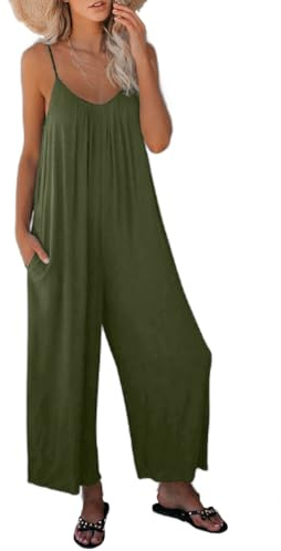 DURINM Jumpsuit da Donna Elegante Salopette Da Donna uk Vestibilità Ampia Ampia Tuta Senza Maniche in Cotone Casual a Gamba Larga Pantaloni Pantaloni Con Tasca