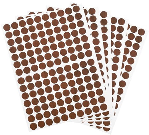 sourcing map 10 Sheets/1400Pcs Screw Hole Stickers, 12mm/0.47inch PVC Self-Adhesive Screw Cover Sticker Dustproof Round Screw Covers Caps for Wooden Furniture Cabinet Shelve, Brown