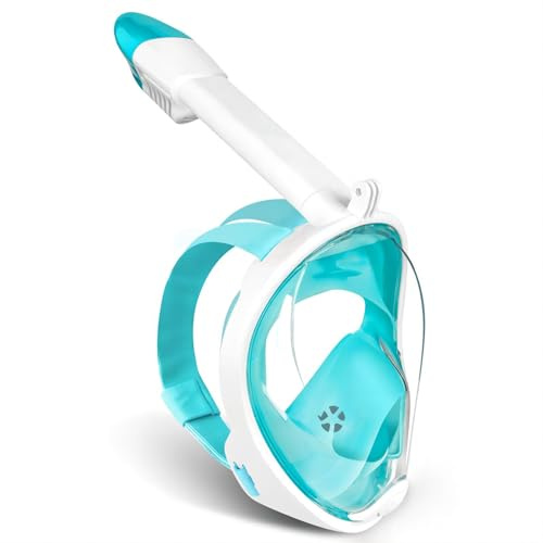 Snorkelmask för hela ansiktet, snorklingsmask med avtagbart kamerafäste, 180 panorama, anti-dimma, anti-läckage, dykmask för vuxna och barn (grön, stor/X-Large)