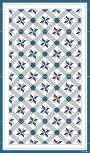 DobleUve Estudio Alfombra Vinílica Hidráulica 23 | Color Azul | 100x150 cm | Alfombra Cocina Lavable Antideslizante | Alfombra Vinilica | Suelo Vinílico | Alfombra Vinilo Salón