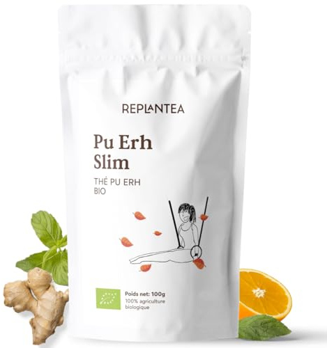 THÉ PU ERH SLIM BIO 100g (50 Tasses) | Thé Pu Erh avec Gingembre, Orange, Thé Vert, Matcha, Mate, Pissenlit REPLANTE