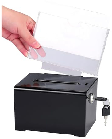 Begchy Spendenbox mit Schloss - Acryl Vorschlagsbox mit Schlitz, Wahlurne Schloss Box mit Schilderhalter für Verlosung, Abstimmung Schwarz