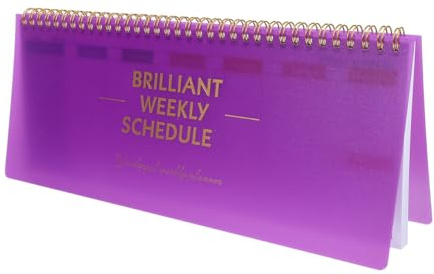 LALAFINA Brilliant Weekly Scheduler Undated Desk Planner Calendar Planning Pad for Whole Year School Home Office, Purple, 12X4.8 Inch