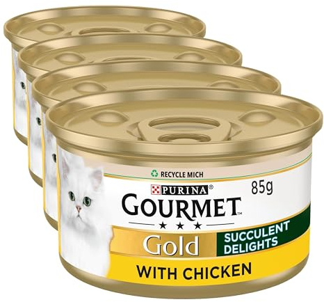 Gourmet Gold Succulent Delights Adult Wet Cat Food Chicken 12x85g, Pack of 48