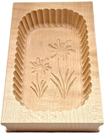 Molde de mantequilla de madera de haya, artesanía tradicional con diseño de flor tallada, herramienta de cocina para decoración de mantequilla hecha en casa