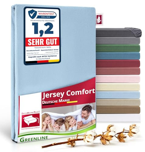 Greenline - Sábana bajera ajustable de algodón 100%, 90-100 x 200 cm, hasta 30 cm, también para camas con somier, sábana bajera ajustable