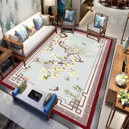 WBDYMX Kurzflor Teppich200x300CM Teppich Ornament schmutzfangmatte waschbar Grüner Orientteppich rot Kinderzimmer Junge Schallschutz Weicher