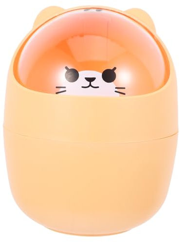 EXCEART Poubelle De Coiffeuse Petite Avec Couvercle Basculant Design Animal De Dessin Animé Mini Panier à Ordures Pour Bureau Salle De Bain