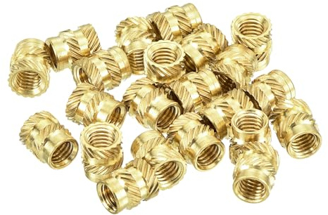 QUARKZMAN 150 Stück Gewindeeinsatz, Gerändelte Einpressmuttern M5 x 8mm L x 7mm OD 3D Druck Messingmuttern Innengewindeeinsätze Messing Heizeinsatz Einbettungsmutter