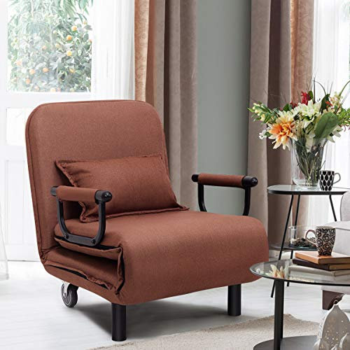 Klappbares Schlafsofa, 3-in-1, umwandelbarer Liegestuhl mit Kissen und Rollen, für den Innenbereich, Einzelbett, Gästebett, Lounge, Futon-Couch für Zuhause, Büro, Schlafzimmer, Wohnzimmer