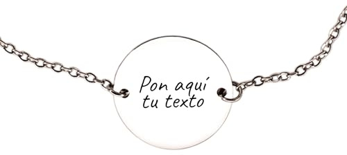 Genérico Pulsera personalizable de acero inoxidable con disco grabable, doble cara, cadena ajustable, regalo, novia, amiga, pareja, hermana, madre, prima, compañera, san valentín.