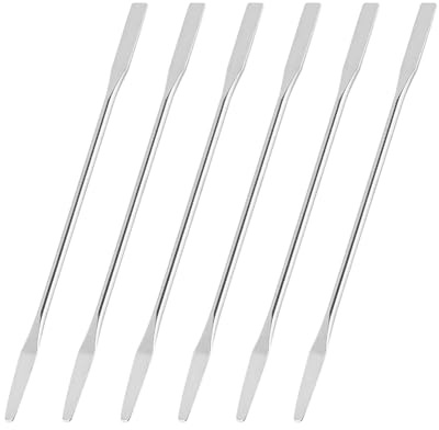 6 espátulas de laboratorio de doble extremo, de acero inoxidable, para mezclar maquillaje, pequeñas espátulas de metal para mezclar cosméticos, herramientas de mezcla de pigmentos para pintura de uñas