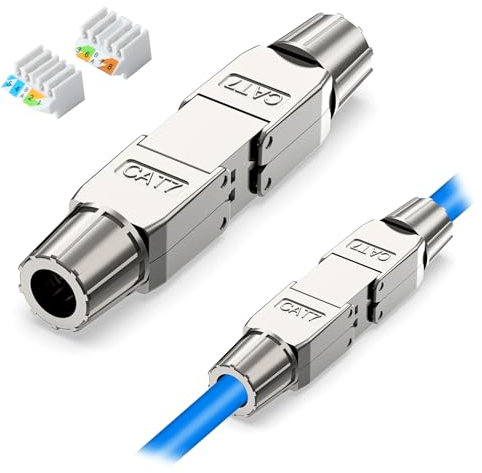 Cable de red CAT 7 RJ45, adaptador de cable LAN sin herramientas, 1 puerto para extensión Ethernet de 10 Gbps STP, compatible con CTA7 Cat7 Cat6A, apantallado, reutilizable, compacto, fiable