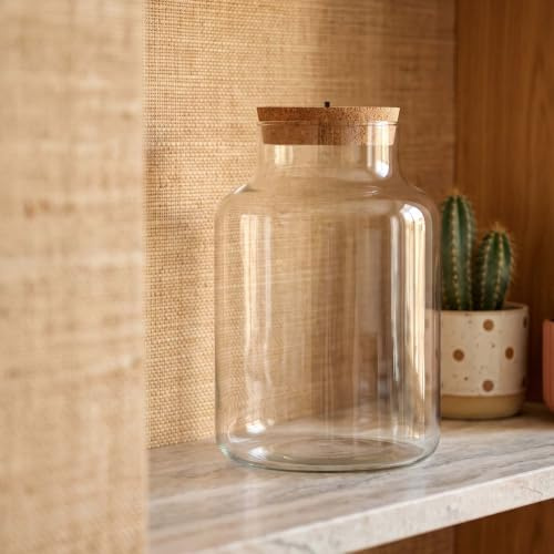 urbanjngl - Terrariumflasche 'Little Milky' mit LED-Korken - Geschlossenes Terrarium Ø 25 cm, Höhe 17 cm - Ideal für Pflanzen und Dekoration
