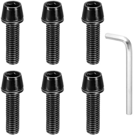 sourcing map Bike Disc Brake Caliper Bolt Hex Bicycle MTB Adapter Screws Bolt with 4mm Hexagon Wrench for Mountain Bike BMX