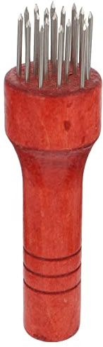 TIDTALEO Aguja Ablandadora De Carne De Acero 21 Agujas Mango De Madera Roja Herramienta De Cocina para Asar Carnes Adecuado para Cerdo y Aves Fácil De Limpiar