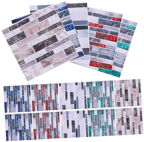 GOOHOCHY 50 Pegatinas Autoadhesivas para Azulejos Diseño de Mármol Realista, Fáciles de Pegar y Hechas de Pvc para Decoración de Cocina y Baño