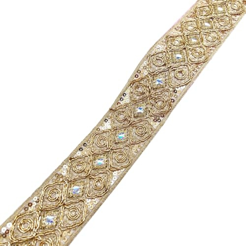 Aniyan Jacquard Band, 4,5 cm Besticktes Gewebtes – Hochwertige Spitze Bordüre für Deko, Nähen & DIY-Projekte,(Braun, 5 Yards)