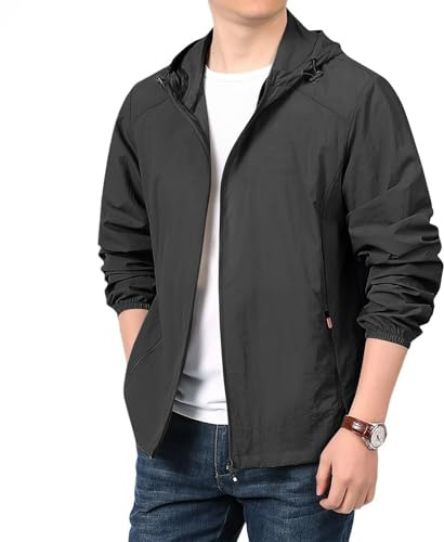 Rain Coat, Jackets Waterproof With Hood Lightweight Raincoat Golf Hiking Camping Cycling Christmas Gift For Boyfriend Men Light Weight Jacket Mens Military (3XL, Black)