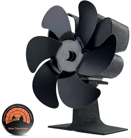 Trywise Ventilateur de Cheminée Thermodynamique, Économiseur d'Énergie avec Thermomètre, Diffusion de Chaleur Homogène pour Poêle à Bois, Cheminée, Sans Électricité Ni Piles