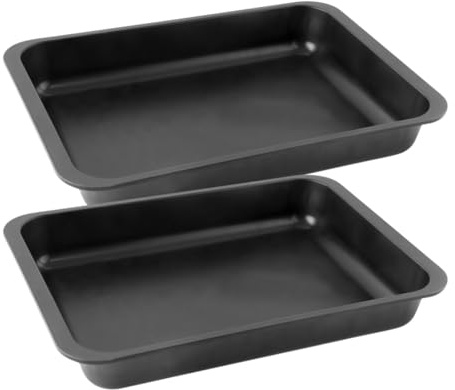 Zenker 9345550 Lot de 2 Plats à four XXL, grand plat à gratin, plat à lasagnes, plat pour poulet rôti, plat à four, plat à rôtir, plat à four rectangle, anti-adhésif, Acier, Noir, 40 x 29 cm x 6 cm