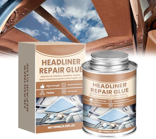 Bavooty Colla per Cielo Auto,125ML Colla Tessuto Cielo Auto,Colla per Tappezzeria Tessuti Auto per Tetti,Interni e Sedili di Auto,Tessuto,Tetto,Legno,Gommapiuma,Pelle