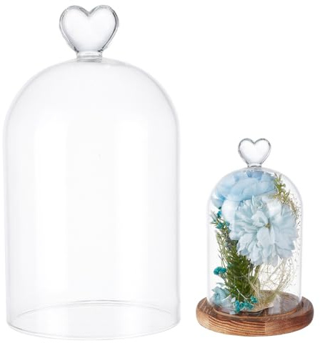UNICRAFTALE Klare Glasglocke 10x18 cm Glasdom Vitrine Antike Sammlerstücke Dekorative Glocke Mit Herzgriff Für Pflanzen Lichterdekoration Tischschmuck Fotos Medaillen