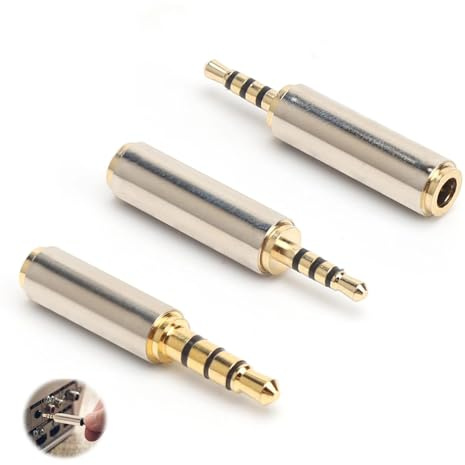 2 x Klinkenstecker Adapter 2.5mm auf 3.5mm & 1 x 3.5mm auf 2.5mm – Stereo Audio Adapter 3er Set – Vergoldete Anschlüsse, Plug & Play, Kompatibel mit Smartphone, MP3, Laptop, Lautsprecher, Kopfhörer