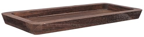 NUOBESTY Rustic Wooden Decorative Tray Long Narrow Platter for Coffee Table Kitchen Serving Dough Bowl Centerpiece for Bathroom Skincare Jewelry Display