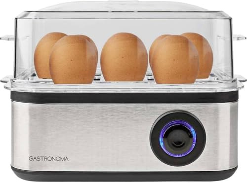 Gastronoma Eierkocher - Eierkocher Edelstahl/Silber | 6 und 8 Eier - 3 Eier oder 2 Eier möglich - Eggs Pochieren mit Pochieraufsatz