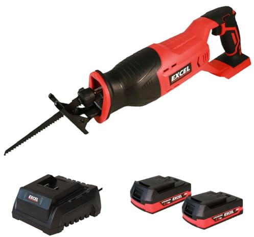 Excel 18V Cordless Reciprocating Saw with 2 x 2.0Ah Batteries & Charger