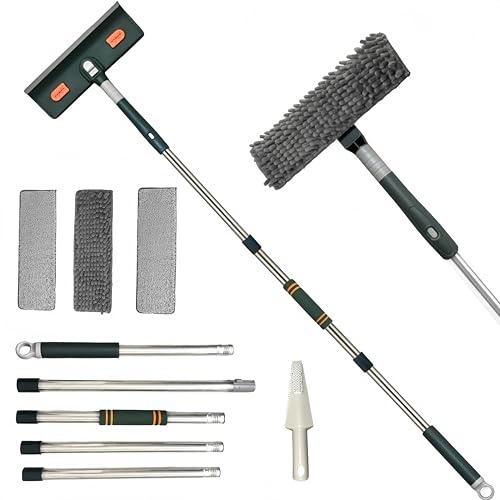 4 in 1 Window Squeegee Cleaner Set,Long Squeegee for Window Cleaning with 81 Adjustable Extendable Pole,Professional Long-Handled Window Washing Kit for Home,Outdoor Windows, Glass, Floor